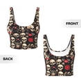 thumbnail image 6 of Goofa rock record Skull Printed Sports Bras for Women, High Impact Running Bra Workout Crop Tank Tops Longline Sports Bra Push up-Large, 6 of 9