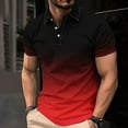 thumbnail image 2 of Black Polo Shirts for Men Slim Fit Short Sleeve Gradient Fitted Collared Polo Shirt Athletic Fit Summer Casual Polo Shirts,Red,XXL, 2 of 5