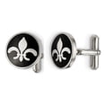 thumbnail image 1 of Mens Black Enameled Fleur De Lys Cuff Links in Stainless Steel, 1 of 2