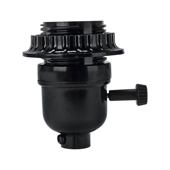 Aspen Creative 21311-11, Phenolic 2-Way Lamp Socket with Turn Knob Switch in Black