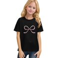 thumbnail image 4 of CCRFTGI Shirt for Children Girls Size 8 Funny Preppy Bowknot Graphic T Shirts Fashion T-Shirt Summer Tops Short Sleeve Crew Neck Girls Clothes Black 3-4 Years, 4 of 5
