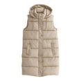 thumbnail image 5 of Karoyedx Women Winter Clothes Womens Puffer Vests Lightweight Long Sleeveless Quilted Puffer Jacket Long Puffy Vest With Hood Winter Warm Coats Beige Size,L, 5 of 5