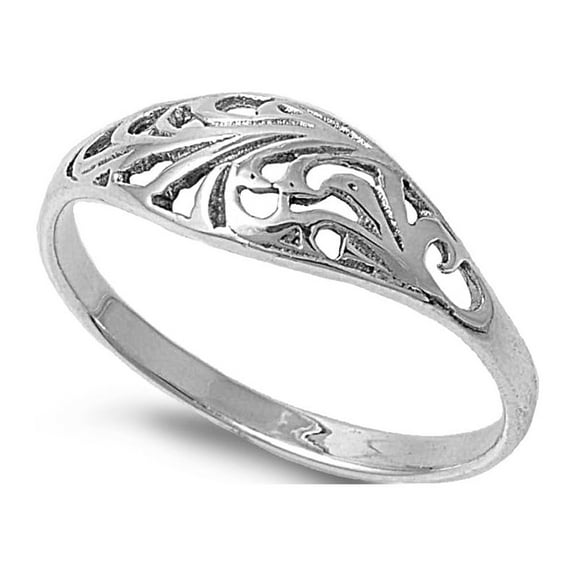 925 Sterling Silver Fashion Filigree Ring Size 1