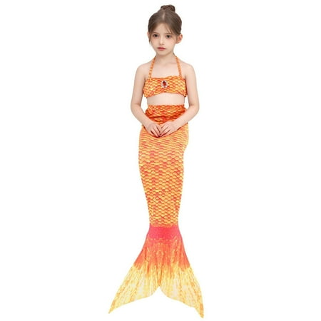 Toimothcn Swimsuit For Girls Sleeveless Casual Colorful Fish Scale Printed 2 Piece Tail Bikini Set Quickly Dry Cover Up Swimwear 4-5 Years