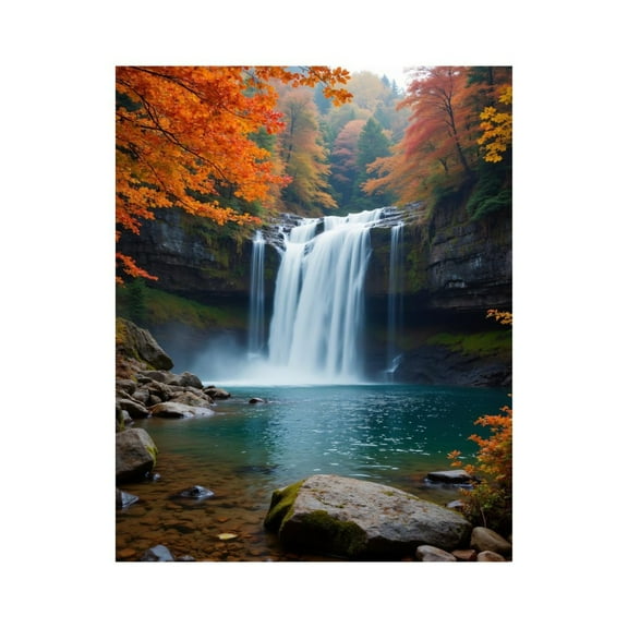 Paint By Numbers Kit for Adults Beginner - DIY Autumn Waterfall Scenic Beauty Canvas Painting Kits for Adults, Frameless Paint By Number for Adults for Home Wall Decor 16x20 Inch