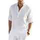 thumbnail image 2 of Blusa informal de algodón y lino para hombre, blusa holgada de manga larga, camisas elegantes para primavera y otoño, 2022, 2 of 4