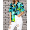 thumbnail image 4 of HAPPY BAY Hawaiian Shirts Womens Tropical Blouse Dress Shirt Short Sleeve Tops Vacation Button up Beach Party Summer Camp Shirts for Women XL Turquoise, Palm Tree Island, 4 of 6