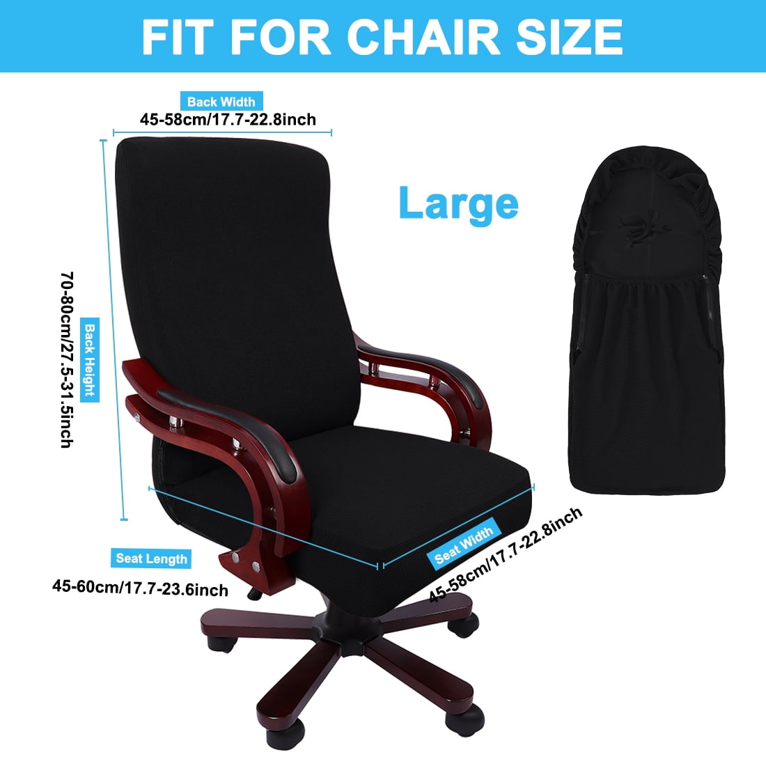 Unique Bargains Stretch Office Chair Cover Armchair Protector Black L