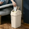 thumbnail image 4 of Lilixerw 12.5 Inch Swing Lid Trash Can with Odor Control,Compact Flip Top Garbage Bin for Office,Bathroom,Desk Side,Small Space Waste Bin,Khaki, 4 of 6