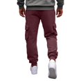 thumbnail image 6 of Men's Casual Cargo Sweatpants Fleece Lined Drawstring Elastic Waist pants Lightweight Workout Joggers Athletic Pants with Multi Pockets Wine XL, 6 of 8