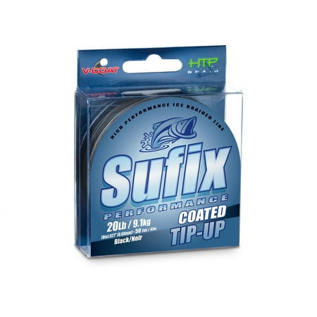 UPC: 0024777665354 | Sufix 609-150BLK Performance V-Coat Tip Up Ice Braided Line 50lb 50yd Black