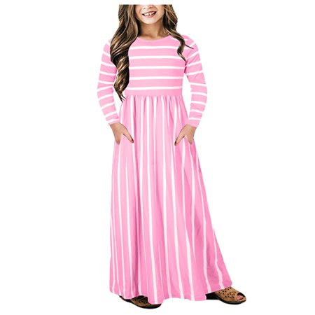 

Baby Set Stripes Dresses Toddler Baby Girls Long Sleeve Striped Printed Dress Kids Princess Dresses Clothes Soft And Warm Dress Clothes Outfits Girls Full Dress Formal Pageant Dresses for Girls
