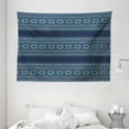 thumbnail image 1 of Nordic Tapestry, Festive Knitted Pattern with Chevron Herringbone Abstract Snowflake, Wall Hanging for Bedroom Living Room Dorm Decor, 80W X 60L Inches, Dark Blue Turquoise White, by Ambesonne, 1 of 2