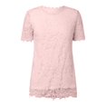 thumbnail image 5 of RMGVDSD Womens T Shirts Top Women's Lace Top Crochet Crew Neck Short Sleeve Fashion Summer Loose Tee Casual T Shirt Comfy Basic T Shirt, 5 of 5