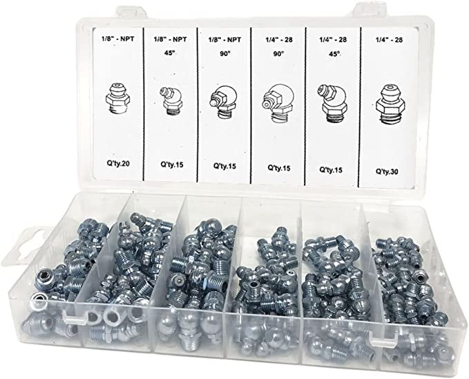 Assorted SAE Zerk Hydraulic Grease Fittings (110 Piece Set)
