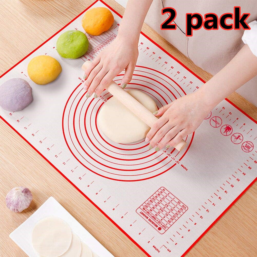 Silicone Baking Mat Non Stick Pastry Mat with Measurements for Rolling Dough Kneading Fondant Pie 1pc Pink