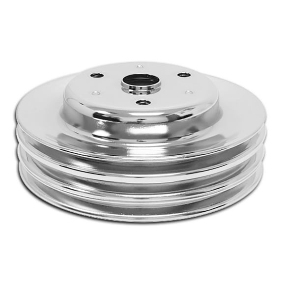 3 Groove Crankshaft Pulley Chrome Steel For 1969-1985 Chevy Small Block SBC LWP