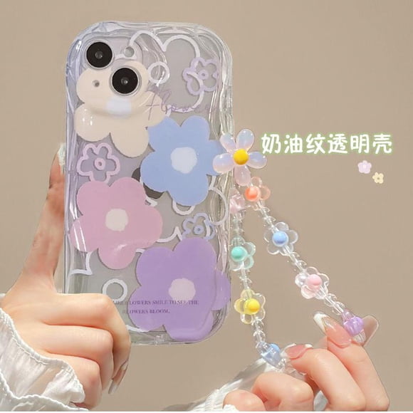 Clear Flower Pearl Chain Case for Infinix Hot 40 Pro 30I 20i 40i 30 Play Note 30 Smart 8 7 TECNO Spark 20 20C GO 2024 Zero 30 4G