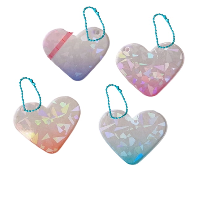 Youkk 4PCS Keychain Gradient Glitter Portable Key Ring Transparent Heart Shape Acrylic Holder Accessory Cellphone Making Gift 5x4.1x1 cm 1