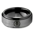 thumbnail image 2 of Tungsten Writing Writer Ink Fountain Pen Band Ring 8mm Men Women Comfort Fit Black Step Bevel Edge Brushed Gray Polished, 2 of 4
