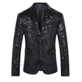 thumbnail image 1 of Mens Luxury Paisley Suit Jacket Gold Shiny Slim Fit Button Down Blazer, 1 of 4