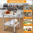 thumbnail image 7 of 12x24x30 Inch Stainless Steel Equipment Grill Stand Table 400 Lbs Capacity NSF Certified with Adjustable Legs,2" Edge Baffle,Commercial Prep & Work Table for Hotel,Home,Commercial Restaurant Kitchen, 7 of 7