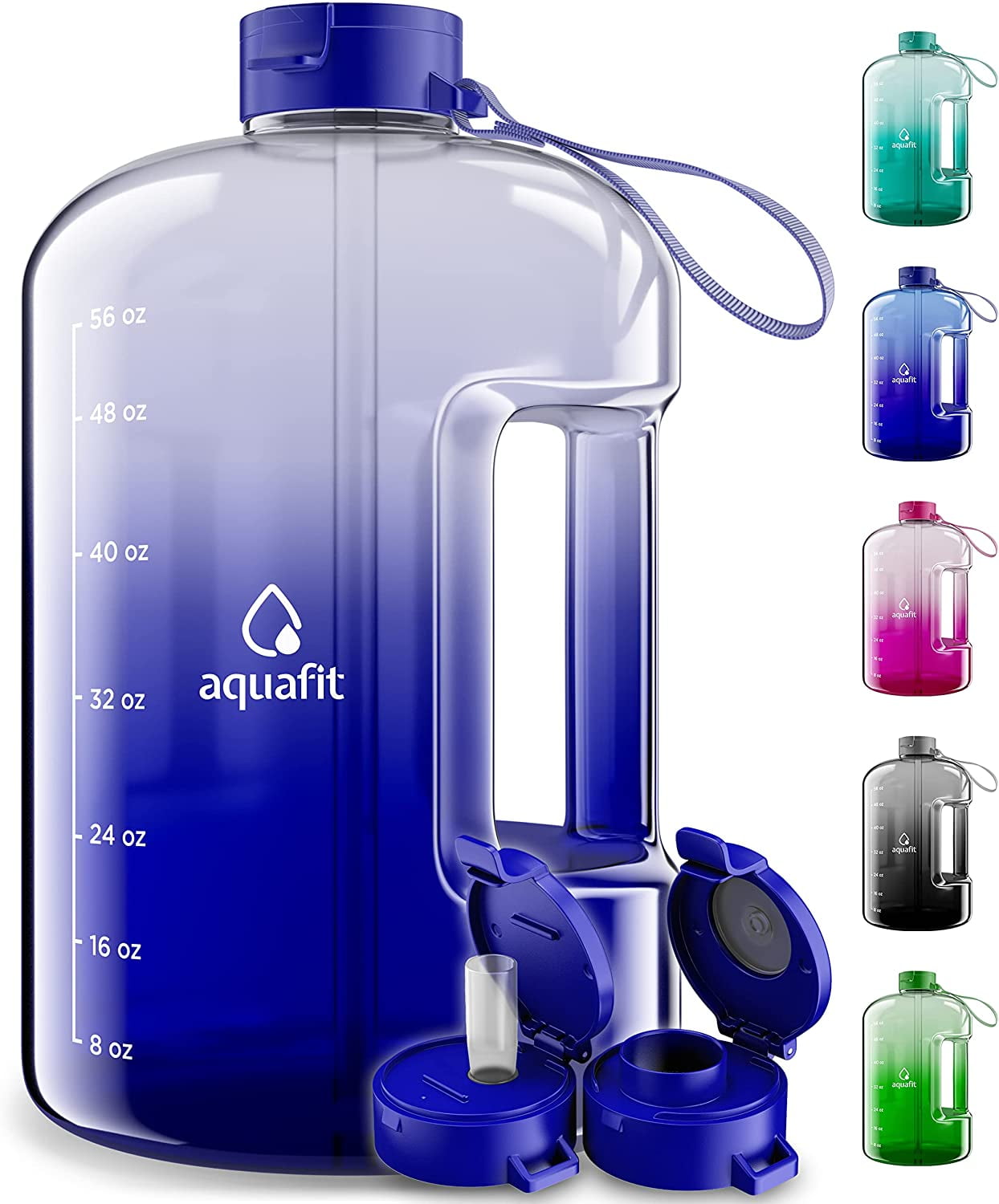 AQUAFIT Half Gallon Water Bottle with Straw, Motivational Water Bottle
