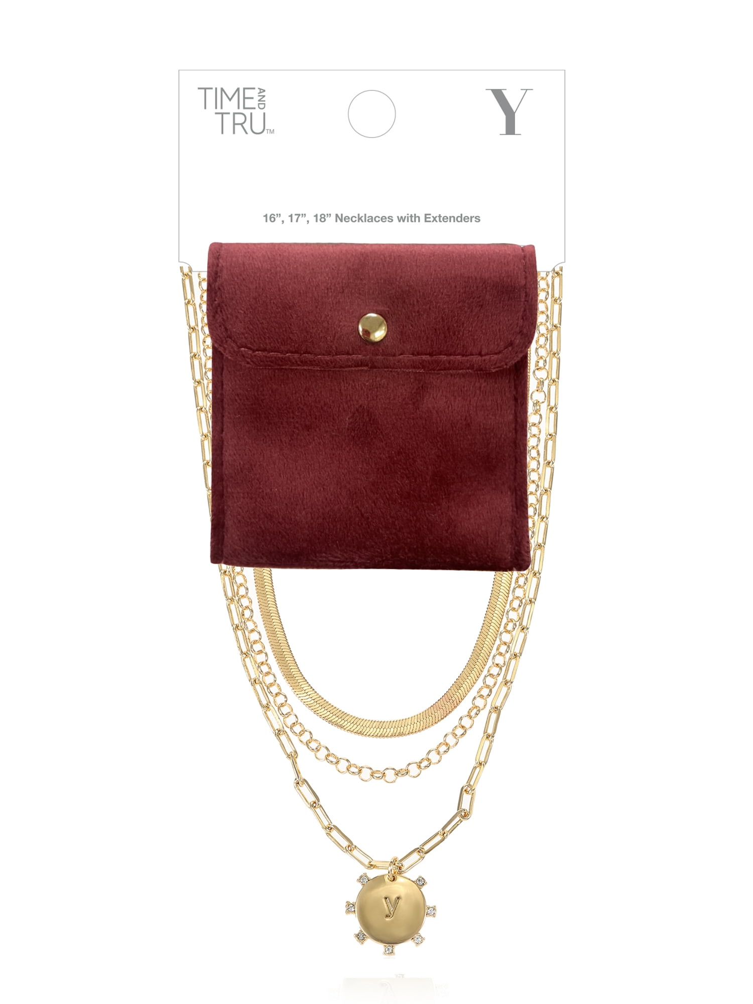 Time and Tru Goldtone Necklace, 3 Piece, Initial Y