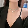 thumbnail image 5 of 2 Pcs Nouveau Collier Diamant Double Perle Clavicule Cou, 5 of 5