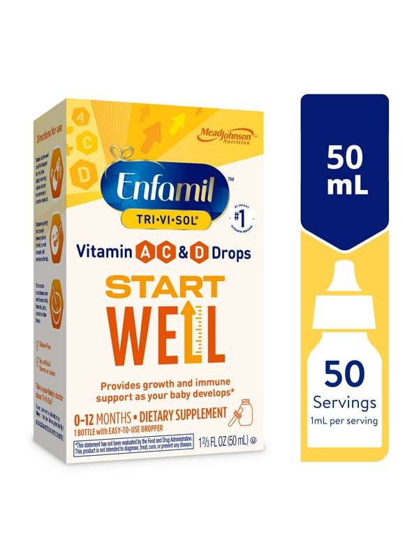 Enfamil Tri-Vi-Sol Vitamin A, C & D Multi-Vitamin Drops for Infants, Supports Growth & Immune Health, 50 mL Dropper Bottle