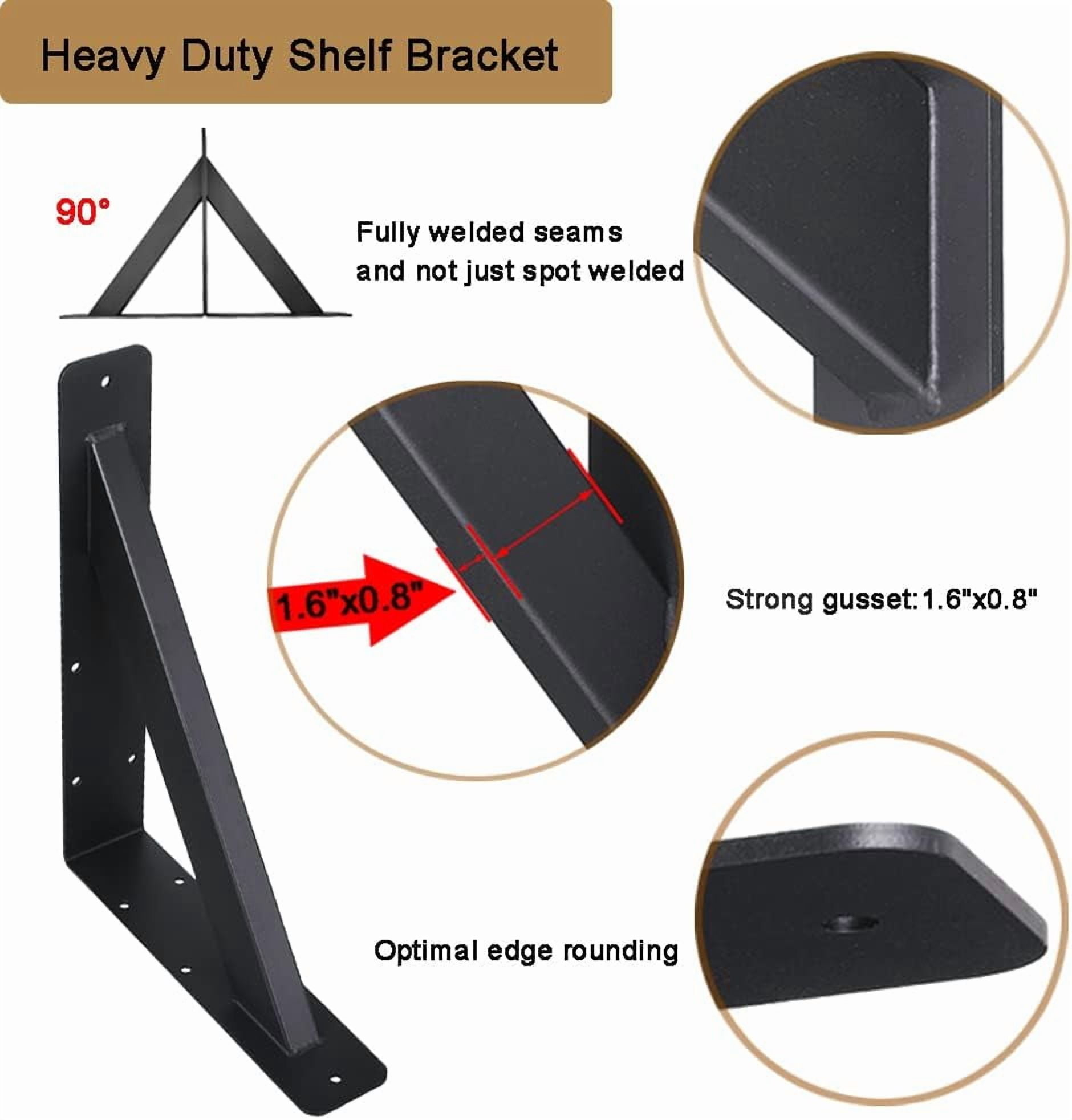 VANROUG 2Pcs Countertop Support Brackets 12"x 9" Heavy Duty Solid Floating Shelf Brackets, Corbels for Countertops Triangle Support Mantel Brackets 90 Degree