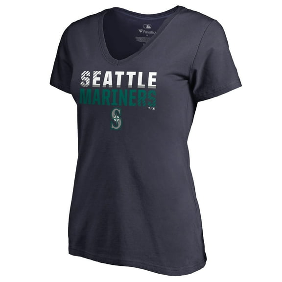 Women's Navy Seattle Mariners Fade Out V-Neck T-Shirt
