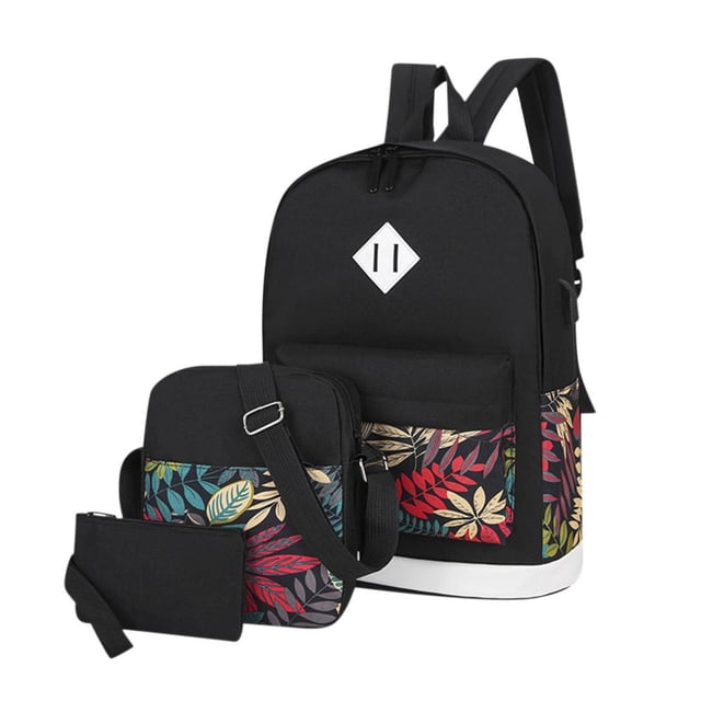 Feltree Fashionable and Backpack Campus Version College Style Casual Backpack 3-piece Set