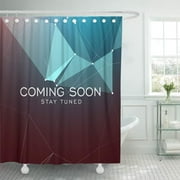 SUTTOM Announcement Stay Tuned Coming Soon Text on Geometric Polygonal Shower Curtain 66x72 inch