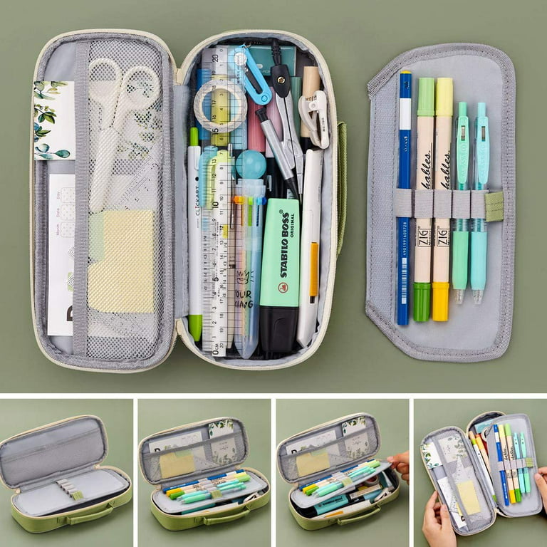 Pencil Case Big Capacity Pencil Case Cute Aesthetic Pencil Pouch for Girls  Back to School College Supplies Office Large High Capacity Pen Case  Organizer Gift for Teen Adult Stationery (Green) 