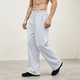 thumbnail image 2 of Mens Sweatpants Wide Leg Cotton Fleece Fall Winter Pants with Pockets Adjustable Tie Waist Loose Casual Sports (S, White), 2 of 7