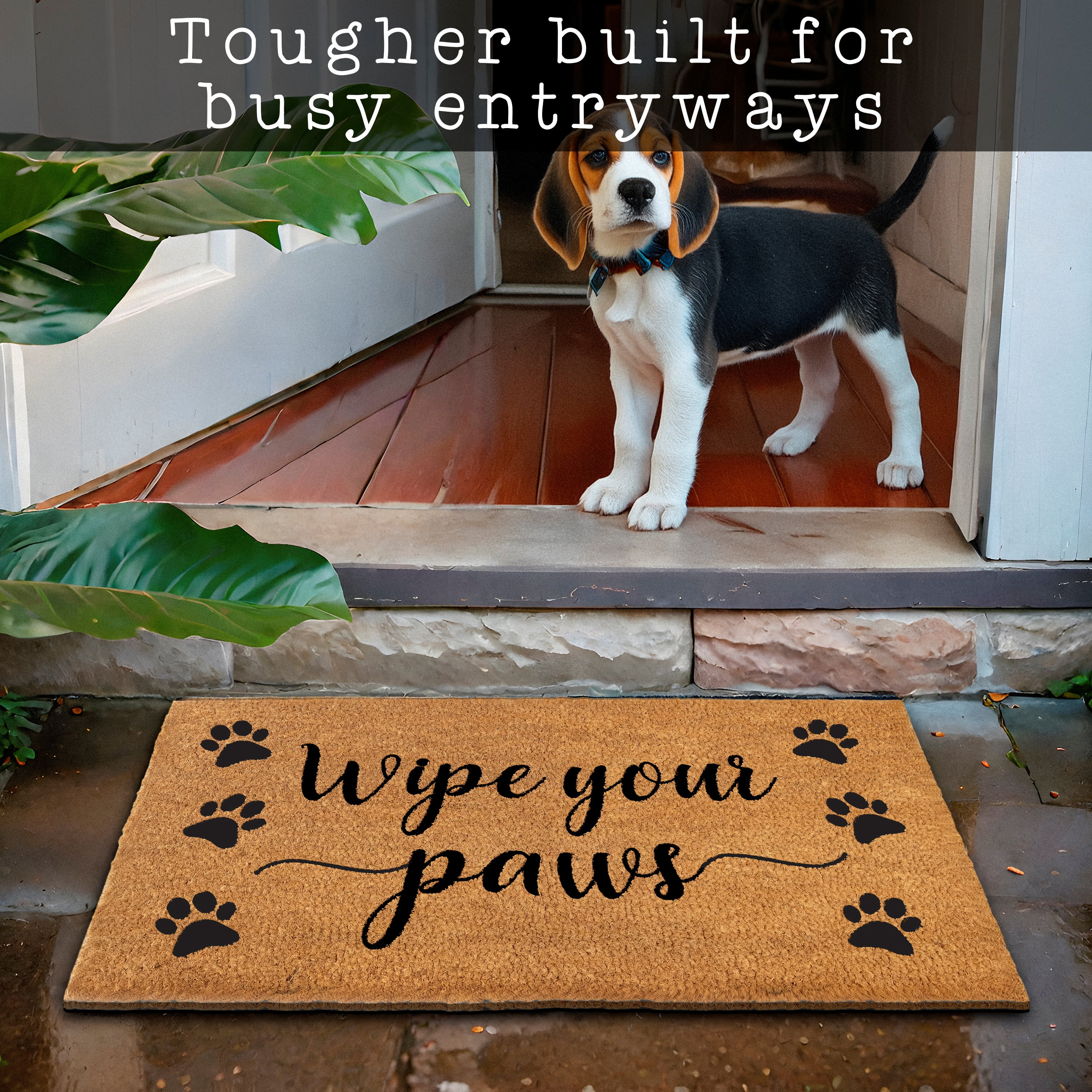 MAINEVENT Wipe Your Paws Doormat 30x17 Inch, Funny Dog Outdoor Welcome Mat for Outside