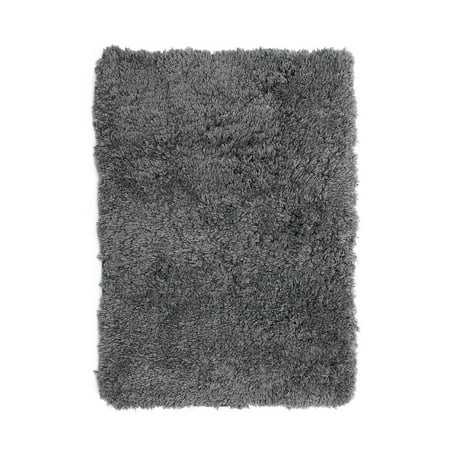 Nestl Super Soft Shaggy Bath Rug, Absorbent Bathroom Rug, 17" x 24", Gray