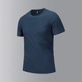 thumbnail image 1 of Blusas y camisas de manga corta con cuello redondo para hombre, blusas/camisetas casuales de verano a la moda de color liso con cuello redondo para hombre., 1 of 8