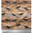 thumbnail image 2 of Soimoi Orange Cotton Jersey Fabric Crow Bird Print Sewing Fabric Yard 64 Inch Wide, 2 of 3
