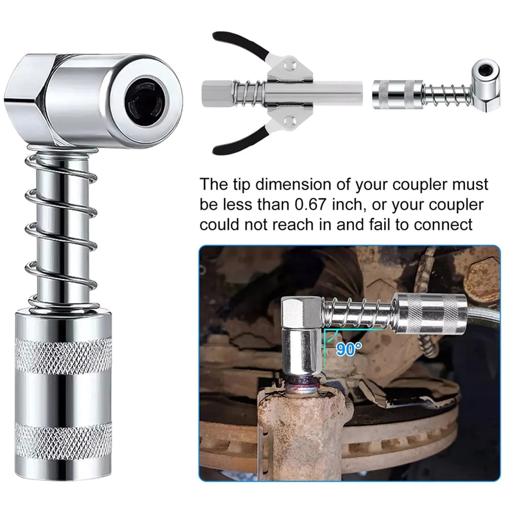 8‑Piece Grease Gun Injector Needle & Nozzle Accessory Set with 90° Coupler Adapter, Universal Grease Fittings Tool Kit for Automotive, Industrial & Machinery Lubrication