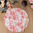 thumbnail image 3 of Red Pink Flowers Round 15 Inch Placemats Set of 6, Watercolor Summer Botanical Floral HeatResistant Non Slip Place Mats for Dining Table, Wipeable Braided Kitchen Table Mats for Housewarming, 3 of 9