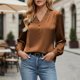 thumbnail image 5 of Ounisa Women's Blouses Dressy Casual Satin Silk Long Sleeve Shirts Business Casual Tops, 5 of 8