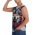 thumbnail image 3 of Balery Tie-Dye Wolf Head Camisetas sin mangas para hombre, absorbe la humedad y protege contra el mal olor.-X-Large, 3 of 7