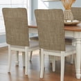 thumbnail image 4 of Brown Linen Chair Back Cover Only, Farmhouse Pure Color Linen Textured Chair Back Covers Set of 8, Removable Washable Slipcovers for Dining Room, Wedding & Holiday Decoration, 4 of 9