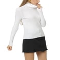 thumbnail image 3 of Chemise à Manches Longues pour Femmes Décontractée Couleur Unie Thermique Col Roulé Chemises Blouse Noir 3TG, 3 of 3