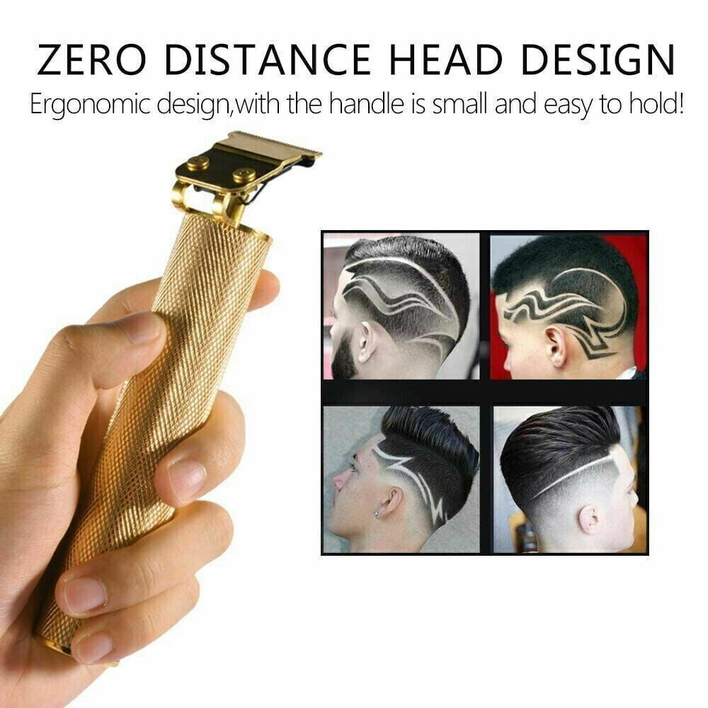 Professional Trimmer Hair Clippers T Blade Trimmer Cutting Beard USB Charge Cordless Barber Shaving Machine -Gold