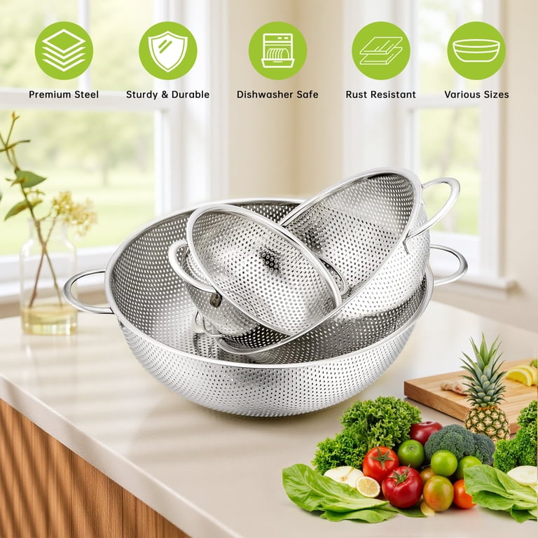 GPED 3-Piece Stainless Steel Colander Set photo 6