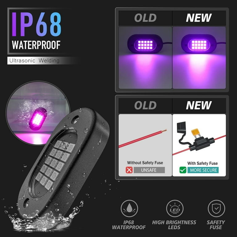LED RGB Rock Lights Bluetooth Underglow Multicolor Neon (8 Pods) – Nilight