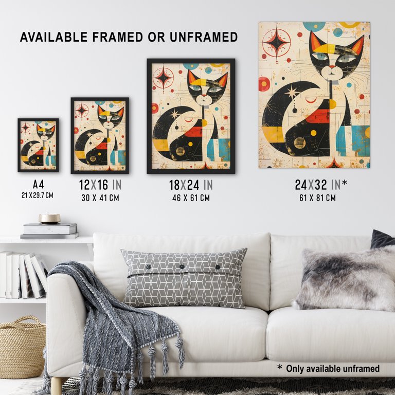 Artery8 Abstract Mid Century Modern Atomic Cat Lover For Living